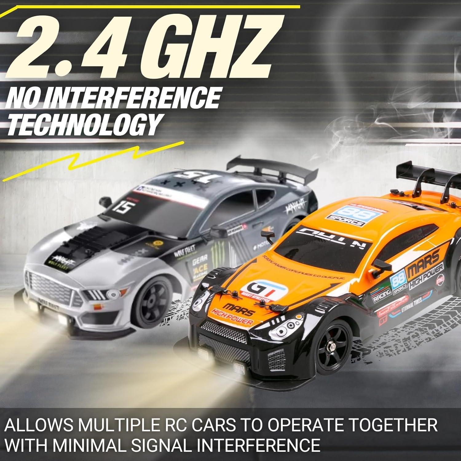 imageLiberty Imports RC Drift Car 116 24GHz 4WD Remote Control Sport Racing OnRoad Vehicle with LED Light Batteries and Drift Tires RedSilver