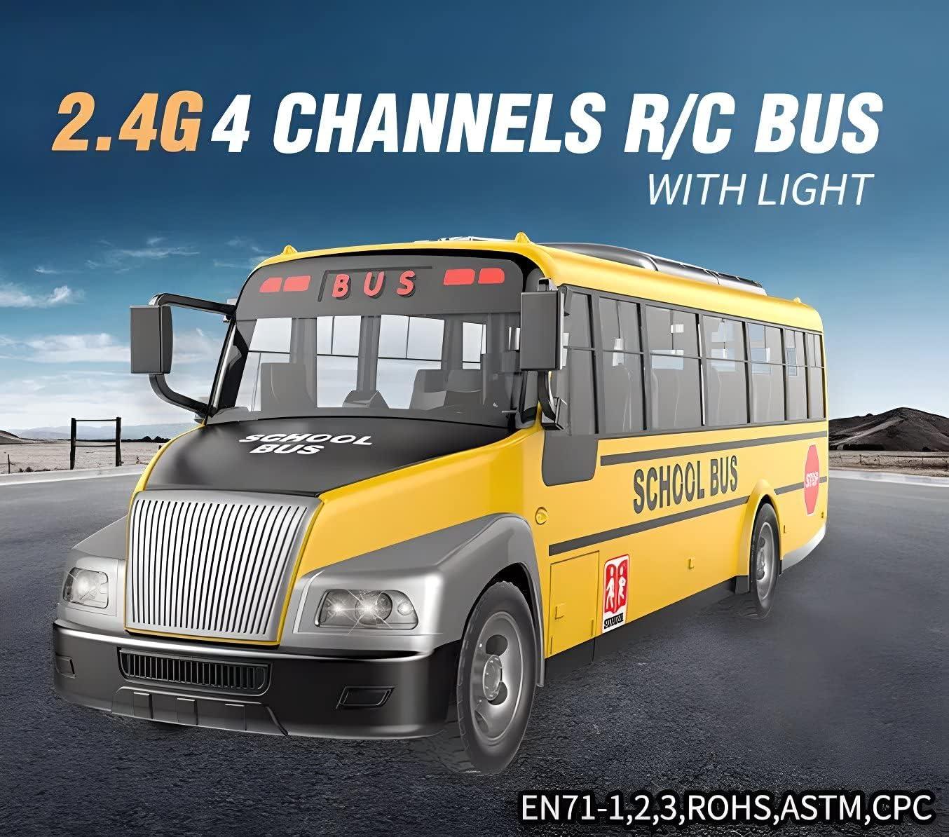 imageLiberty Imports RC School Bus  24Ghz Remote Control Toy Bus with LED Lights Rechargeable Electronic Vehicle for Kids