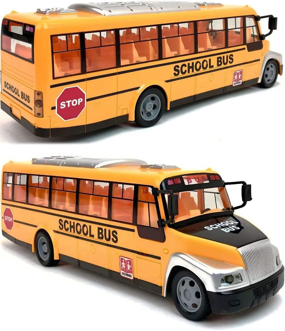 imageLiberty Imports RC School Bus  24Ghz Remote Control Toy Bus with LED Lights Rechargeable Electronic Vehicle for Kids