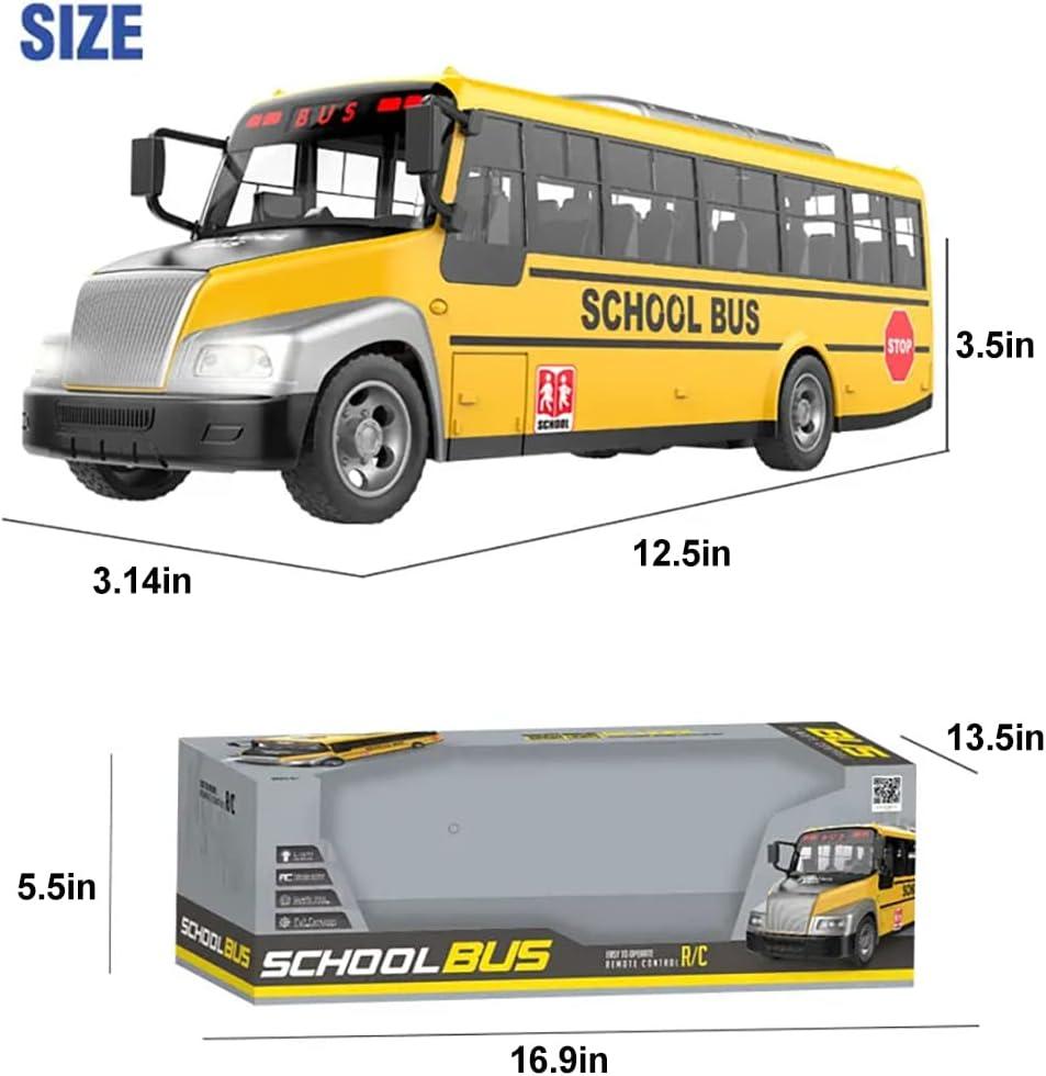 imageLiberty Imports RC School Bus  24Ghz Remote Control Toy Bus with LED Lights Rechargeable Electronic Vehicle for Kids
