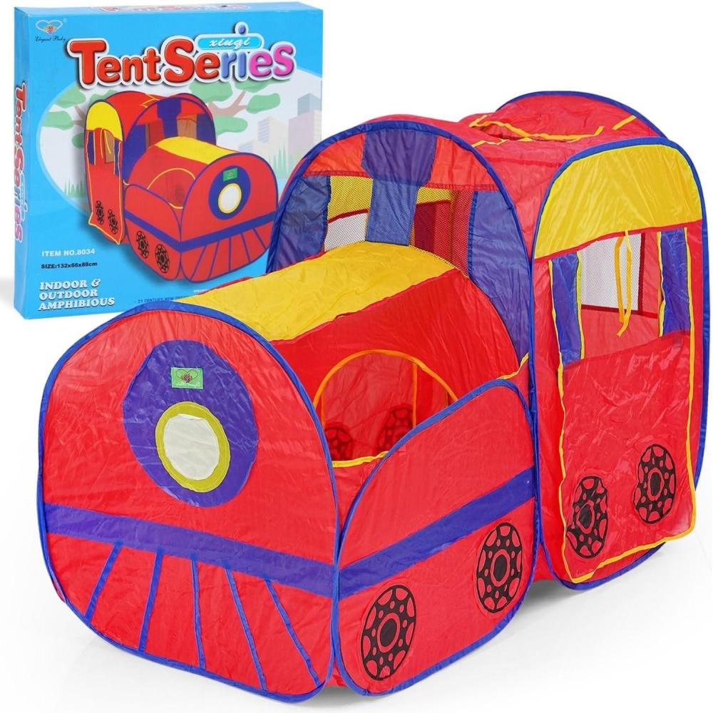imageLiberty Imports Kids Pop Up Play Tent  Foldable Indoor and Outdoor Locomotive Train Playhouse for Toddlers Boys and Girls
