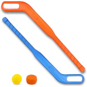 Kids Floor Hockey Stick Set – 29″ Youth Indoor Outdoor Toys Sports Starter Set with Plastic Puck and Ball for Toddlers, Children Ages 3-7 (2 Pack)(2 Pack)