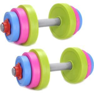 Kids Workout Dumbbell Weights Set – Toddler Toy Gym Equipment for Pretend Play Lifting, Exercise & Fitness – Adjustable Fill with Sand or Water(2 Pack)