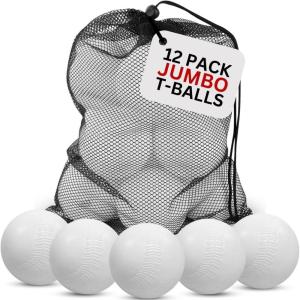 Liberty Imports 12 PCS Toddler & Little Kids Replacement T Ball Baseball Balls – Jumbo Plastic T-Balls with Mesh Bag, 3.5-inch Oversized Tballs for Totsports T-Ball Set, Softball, Training