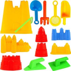 Liberty Imports 15-Piece Sand Castle Building Kit – Ultimate Beach Toy Set with Large Bucket, Rake, Shovels, Molds, and More – Ideal for Kids’ Sand Play, Beach Fun, and Outdoor Activities