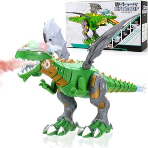 Liberty Imports Mist Spraying Robot Dragon Toy – Walking Dinosaur Fire Breathing Water Spray with Lights & Realistic Sounds (Assorted Color)