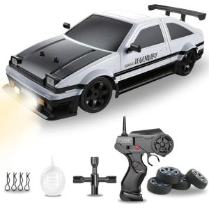 Liberty Imports RC Drift Car 1/16 2.4GHz 4WD Remote Control Sport Racing On-Road Vehicle with LED Light, Batteries and Drift Tires (Red)(White)