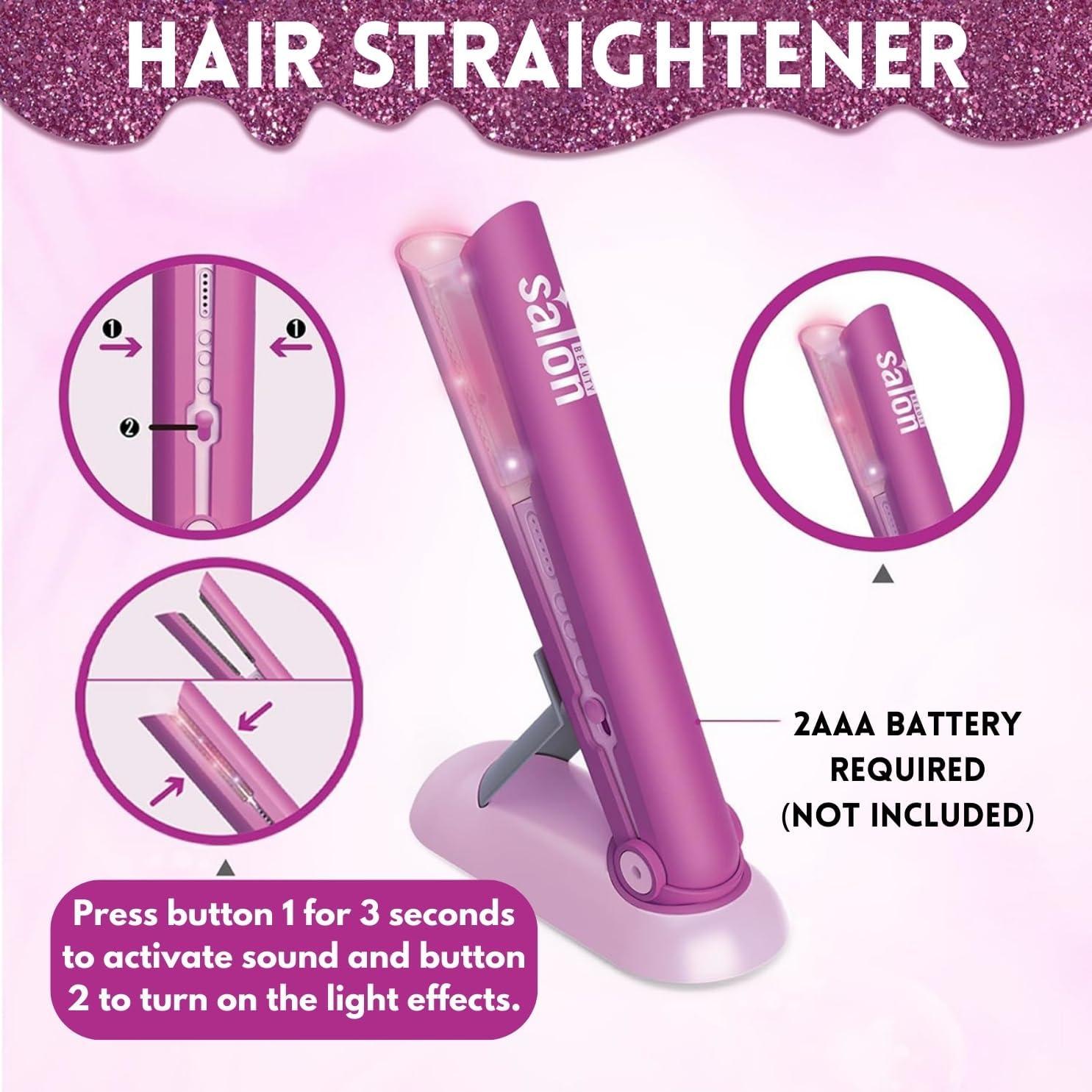 image18 PCS Girls Beauty Hair Salon Toy Kit with Hairdryer Straightener ampamp Styling Accessories Fashion Pretend Play Doll Stylist Set for Kids and Toddlers