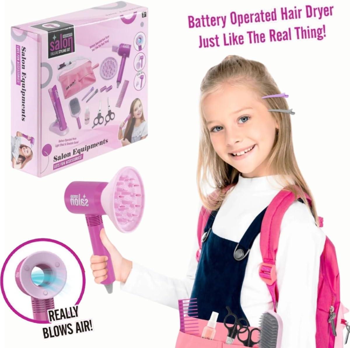 image18 PCS Girls Beauty Hair Salon Toy Kit with Hairdryer Straightener ampamp Styling Accessories Fashion Pretend Play Doll Stylist Set for Kids and Toddlers