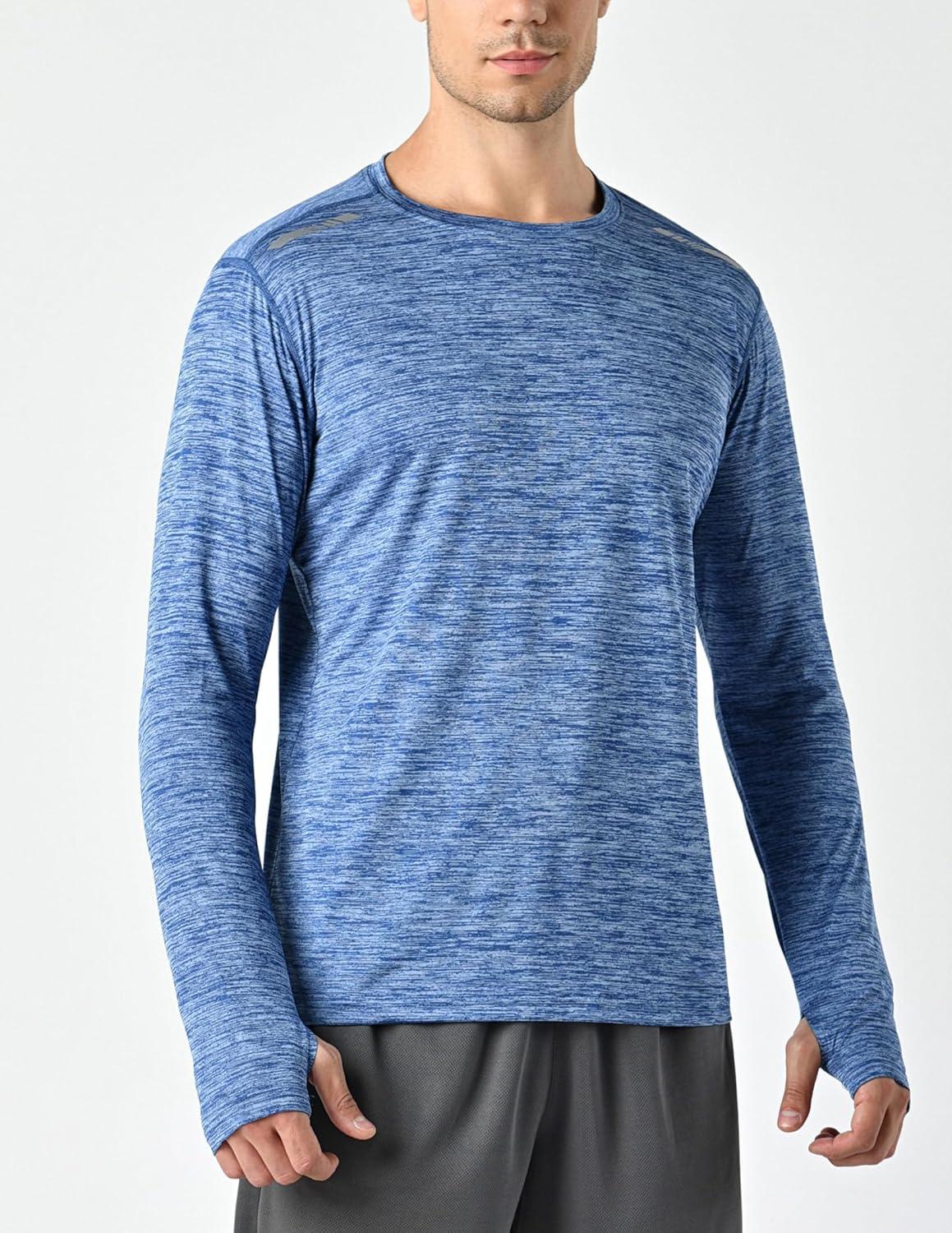 image3 Pack Mens Dry Fit Long Sleeve T Shirts Lightweight Athletic Performance Tops with Thumb Holes HikingHeather Light GrayBlueMaroon