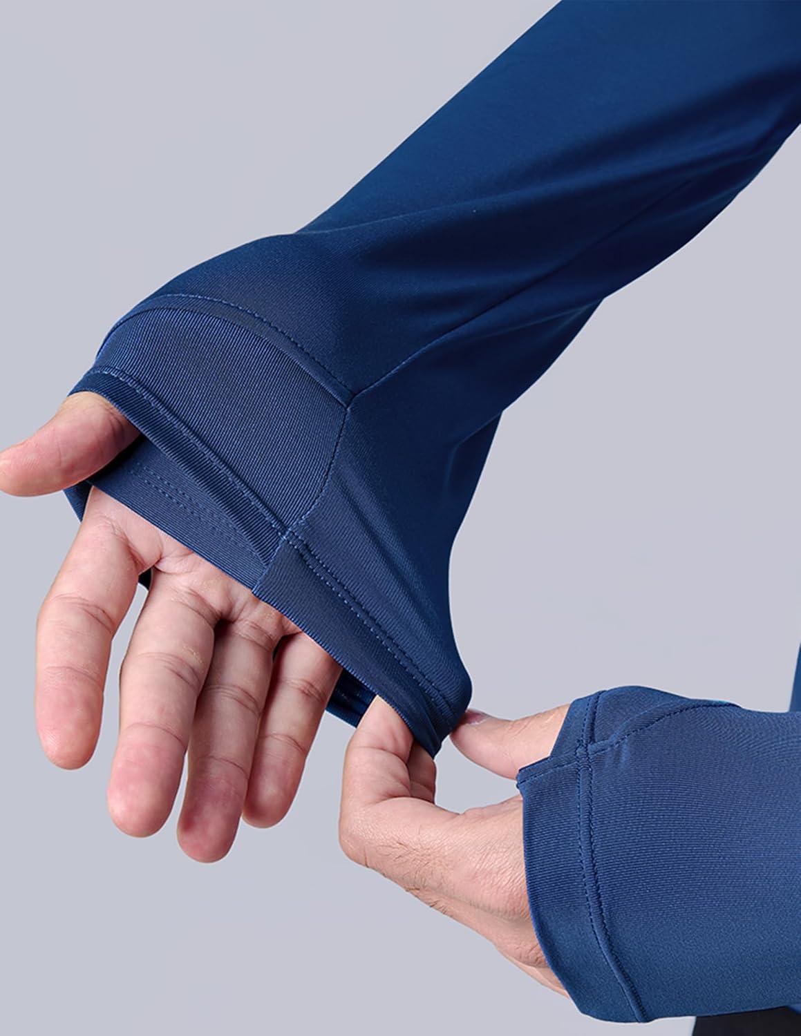 image3 Pack Mens Dry Fit Long Sleeve T Shirts Lightweight Athletic Performance Tops with Thumb Holes HikingOliveBlackSteel Blue