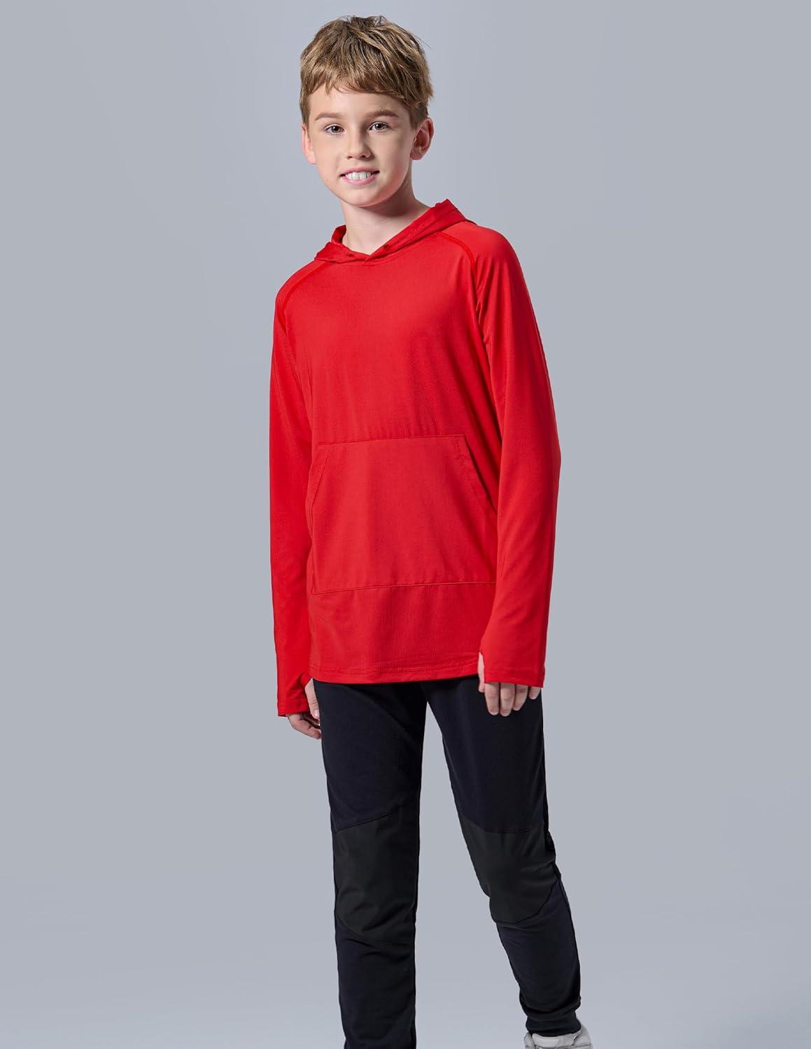 imageLiberty Imports 3 Pack Youth Boys Teen Active Long Sleeve Hoodie Sweatshirts Athletic DryFit Hooded Pullover ShirtsRedLight BlueLight Gray