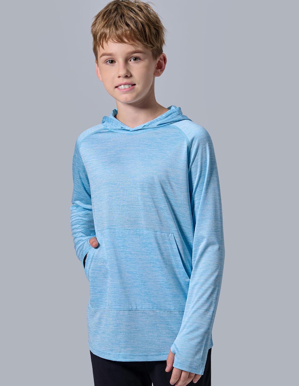 imageLiberty Imports 3 Pack Youth Boys Teen Active Long Sleeve Hoodie Sweatshirts Athletic DryFit Hooded Pullover ShirtsRedLight BlueLight Gray