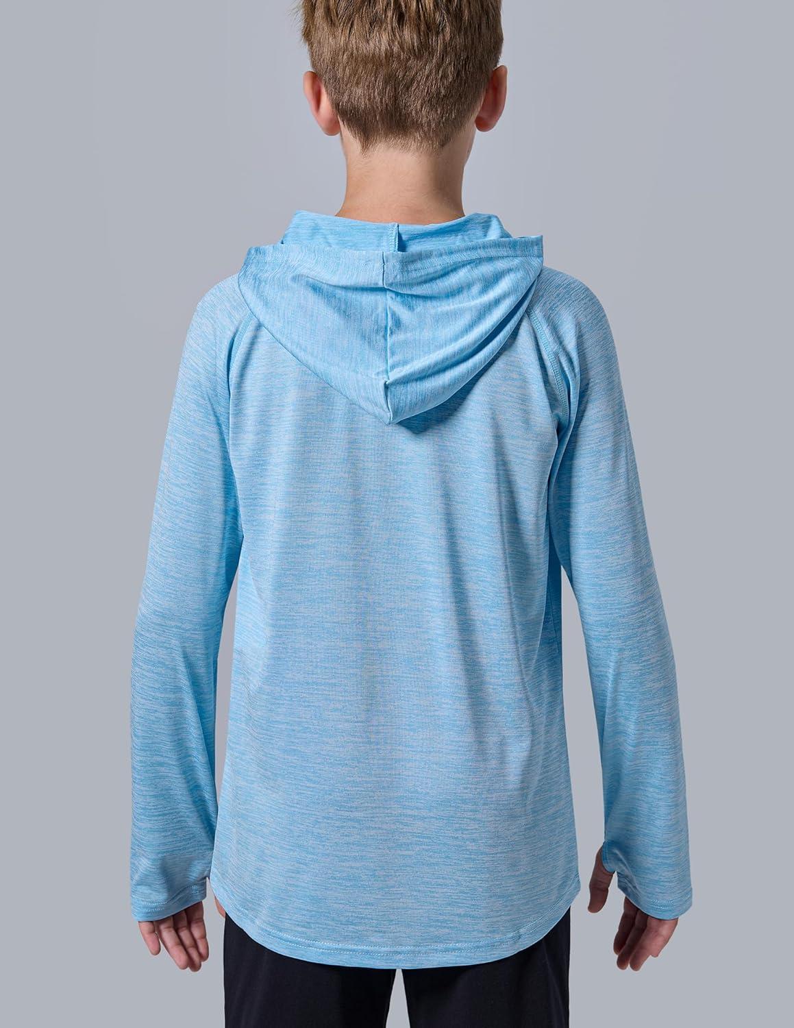 imageLiberty Imports 3 Pack Youth Boys Teen Active Long Sleeve Hoodie Sweatshirts Athletic DryFit Hooded Pullover ShirtsRedLight BlueLight Gray