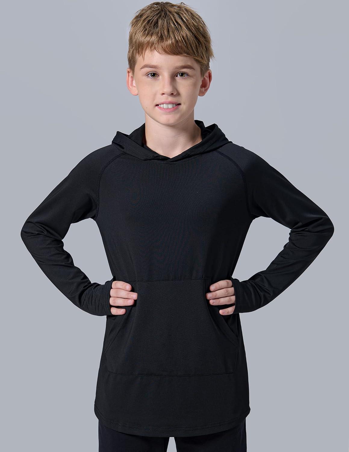 imageLiberty Imports 3 Pack Youth Boys Teen Active Long Sleeve Hoodie Sweatshirts Athletic DryFit Hooded Pullover ShirtsWhiteBlackMidnight Navy