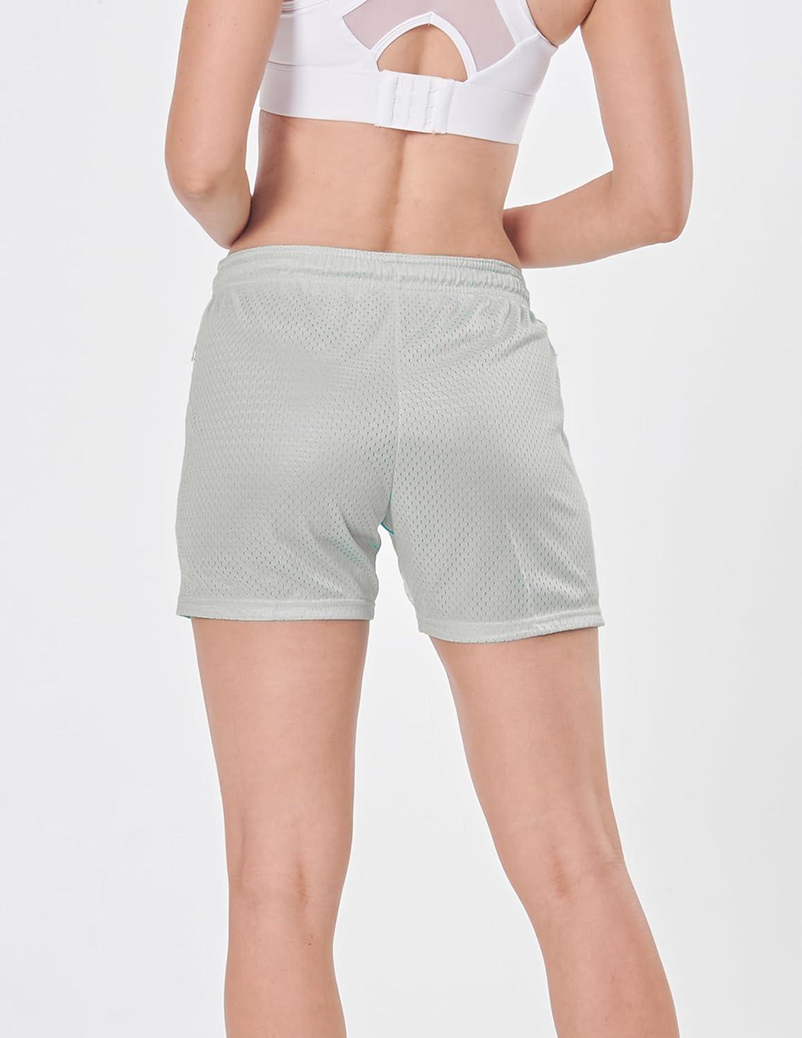 imageLiberty Imports 5Pack Womens Athletic Mesh Shorts 5quot Inseam Ladies Loose PullOn Shorts with Zipper PocketsGrayBlackHot PinkBaby BlueLight Purple