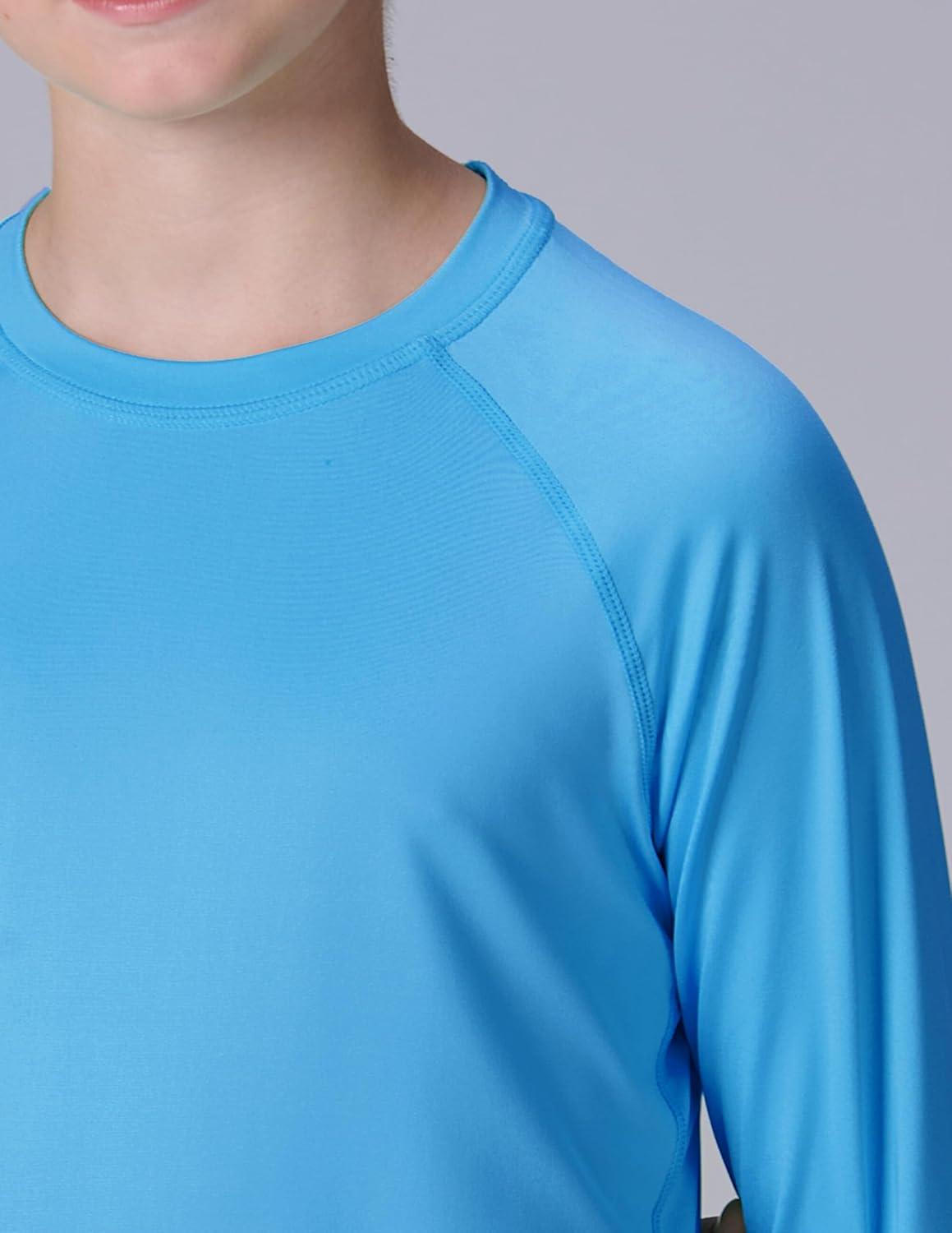 imageLiberty Pro 3 Pack Boys UPF 50 Rash Guard Long Sleeve Swim Shirts Quick Dry UV Protection Swimwear for KidsLight GreenTangerineBright Blue