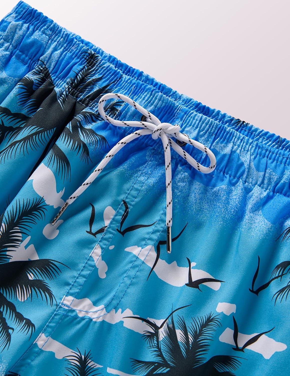 imageMens 9quot Quick Dry Swim Trunks with Mesh Lining and Cargo Pockets Beach Shorts Bathing SuitsBeach Sunset Monochrome Leaf