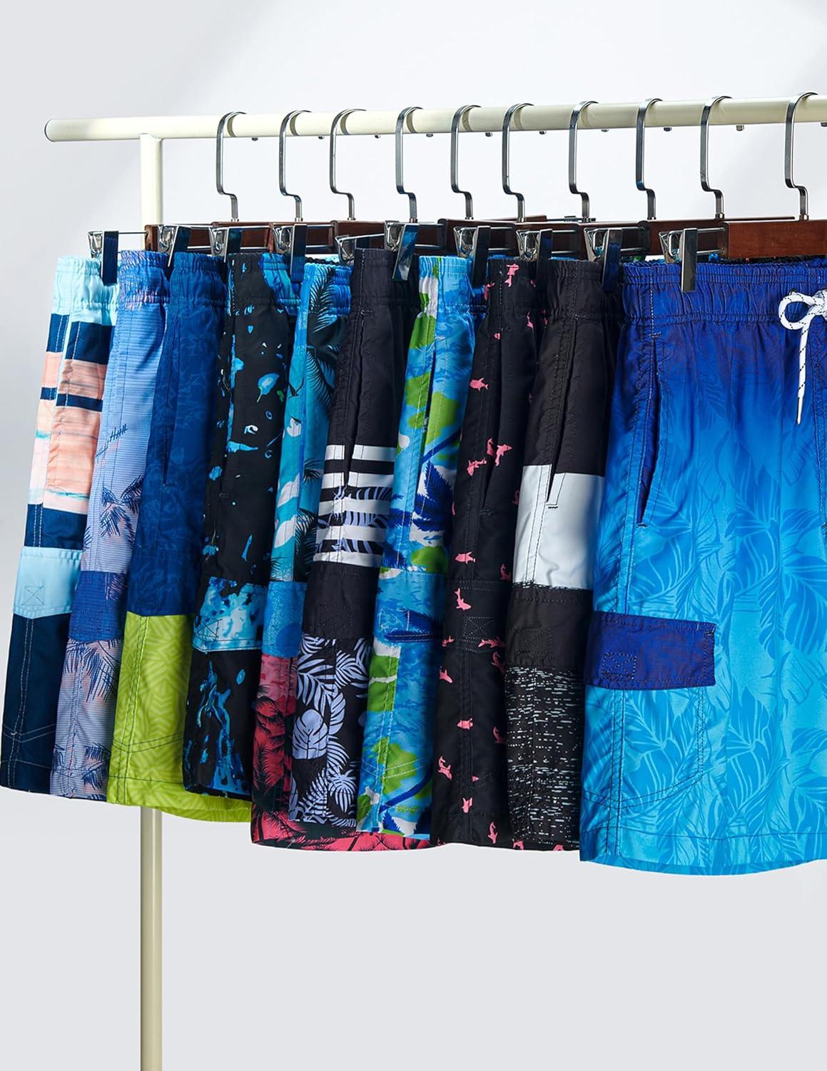 imageMens 9quot Quick Dry Swim Trunks with Mesh Lining and Cargo Pockets Beach Shorts Bathing SuitsBeach Sunset Monochrome Leaf