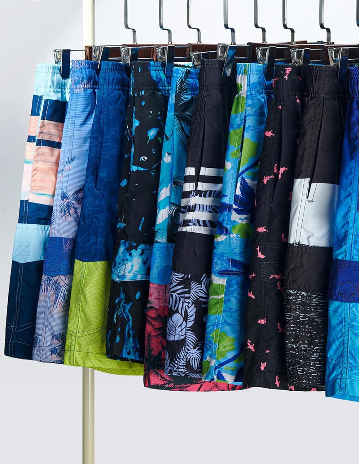 imageMens 9quot Quick Dry Swim Trunks with Mesh Lining and Cargo Pockets Beach Shorts Bathing SuitsPalm Haze Horizon Stripes