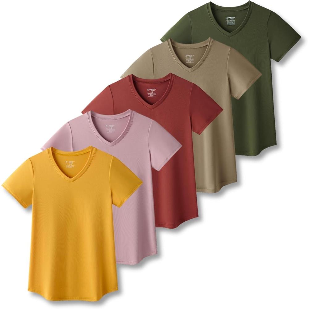 image5 Pack Womens Dry Fit Short Sleeve T Shirts Athletic Workout Tee Tops for Gym Yoga RunningOliveTaupeGoldBurnt OrangeDusty Rose