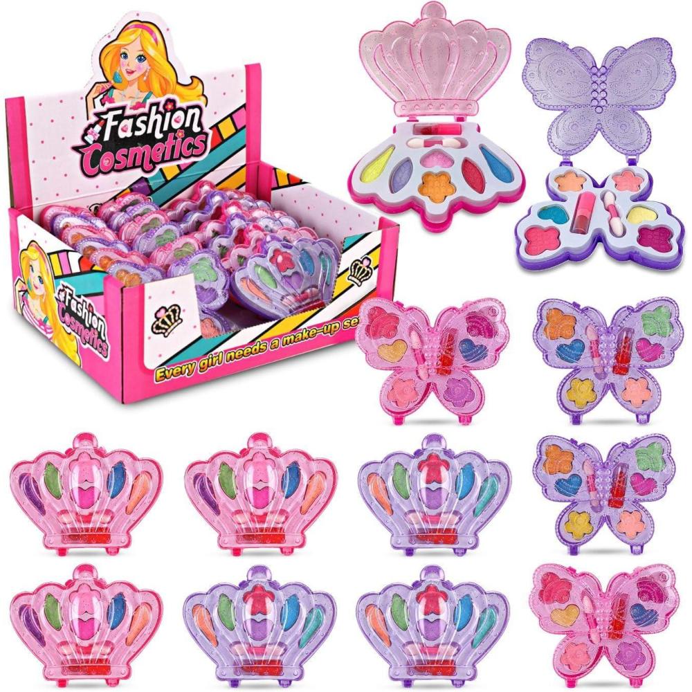 imageKids Makeup Kit for Girls  Real Washable Play Cosmetic Set Palette Case NonToxic Pretend Makeup Toys Perfect Party Favors ampamp Gifts Palette 12 Pack