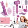 image18 PCS Girls Beauty Hair Salon Toy Kit with Hairdryer Straightener ampamp Styling Accessories Fashion Pretend Play Doll Stylist Set for Kids and Toddlers