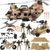 image26 PCS Army Men Helicopter Carrier Toys Military Soldier Action Figures Combat Truck Motorcycle Jumbo Transport Aircraft with Lights ampamp Sound Weapons Accessories Playset for Kids Boys