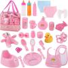 image28 PCS Baby Doll Accessories Complete Car Set  Doll Feeding Pretend Playset for Kids Girls with Magic Milk Bottles in a Storage Bag