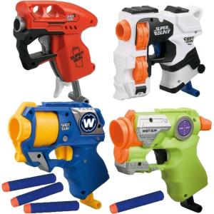 4 Pack Mini Dart Guns Blaster Bundle for Nerf Party Favors, Stocking Stuffers Compatible with Nerf Gun Pistol Elite Micro Shot Toys for Kids, Boys, Toddlers, Teens, Adults