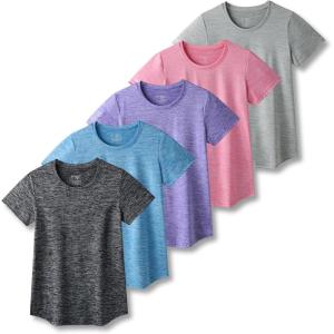 5 Pack: Women’s Dry Fit Short Sleeve T Shirts, Athletic Workout Tee Tops for Gym Yoga Running(Gray/Blue/Pink/Lavender/Charcoal)