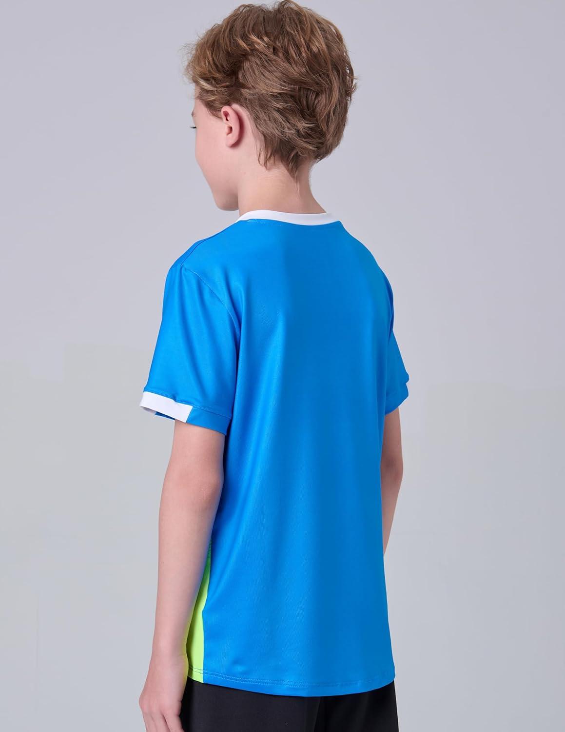 image2 Pack Boys Soccer Jerseys Dry Fit Athletic Short Sleeve TShirts for Youth Kids Performance Tops ActivewearRoyal BlueWhite