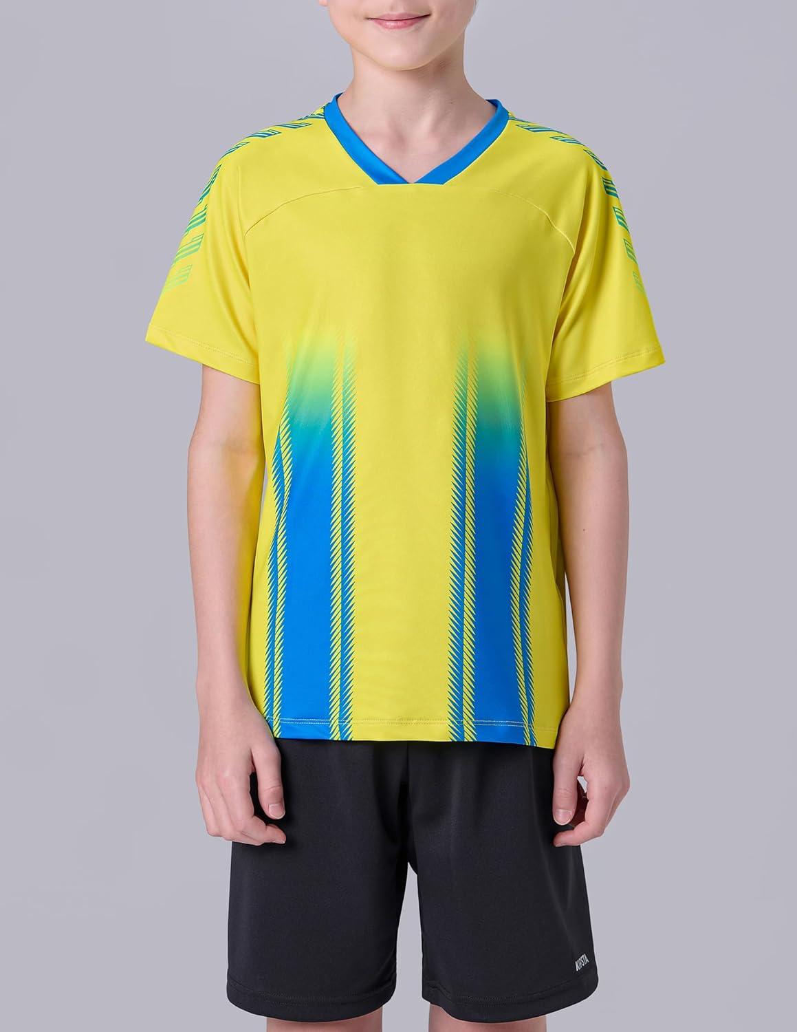image2 Pack Boys Soccer Jerseys Dry Fit Athletic Short Sleeve TShirts for Youth Kids Performance Tops ActivewearYellowNavy