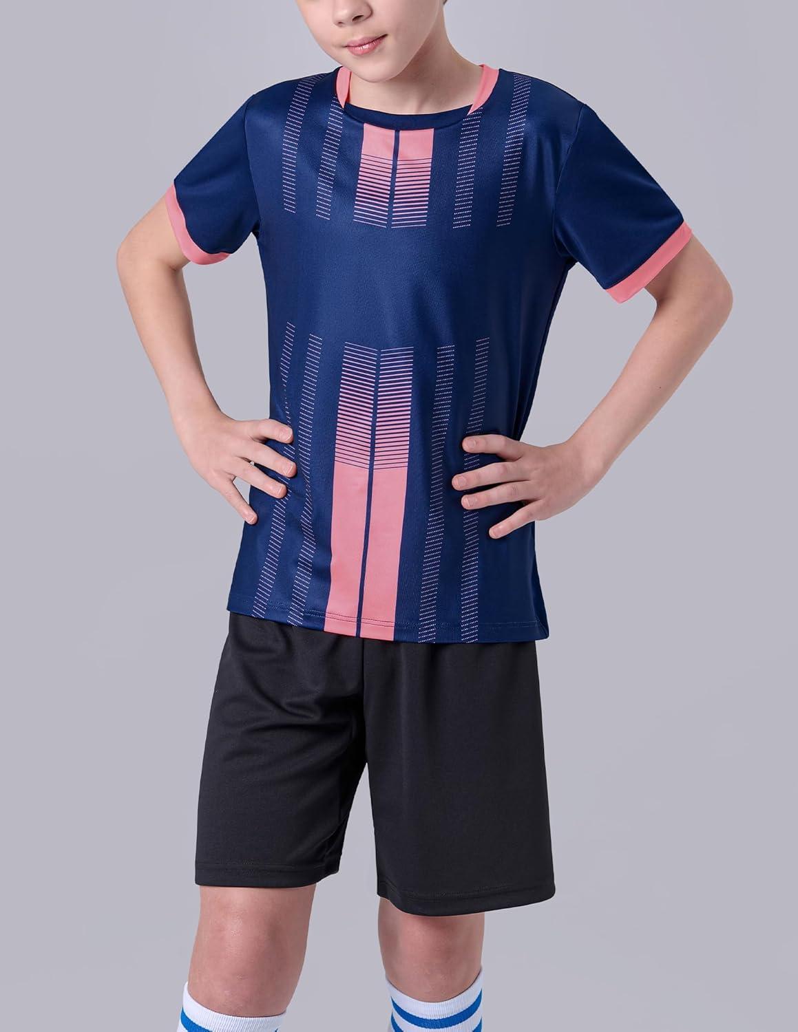 image2 Pack Boys Soccer Jerseys Dry Fit Athletic Short Sleeve TShirts for Youth Kids Performance Tops ActivewearYellowNavy