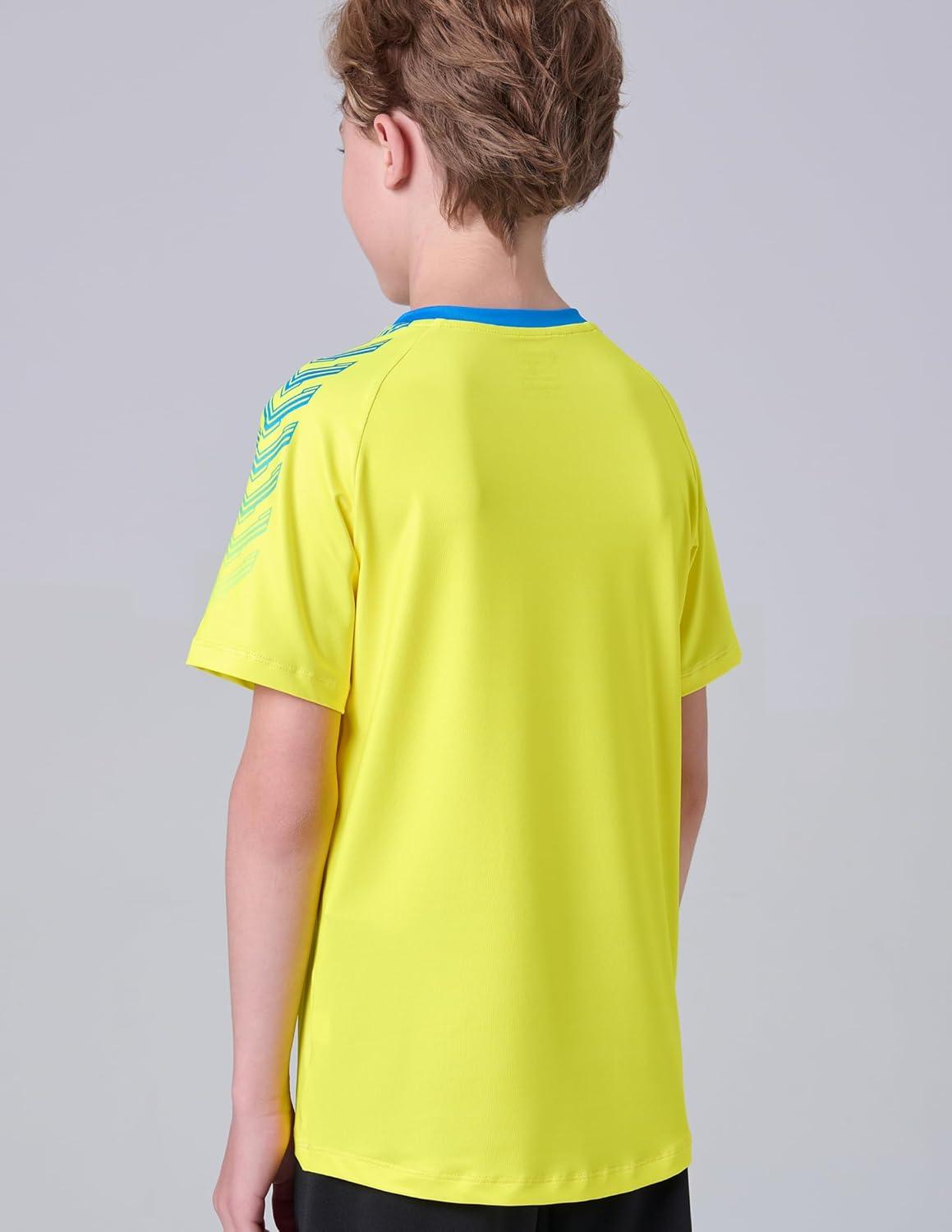 image2 Pack Boys Soccer Jerseys Dry Fit Athletic Short Sleeve TShirts for Youth Kids Performance Tops ActivewearYellowNavy