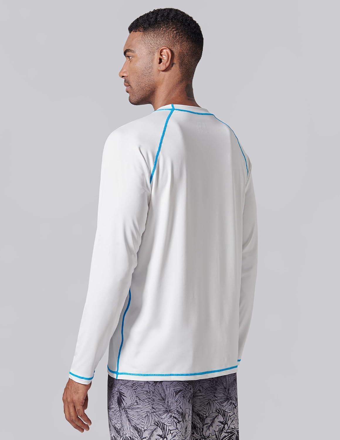 image2 Pack Mens Sun Protection Long Sleeve Swim Shirts UPF 50 Loose Fit Rash Guards Fishing Quick Dry ClothingBlackWhite