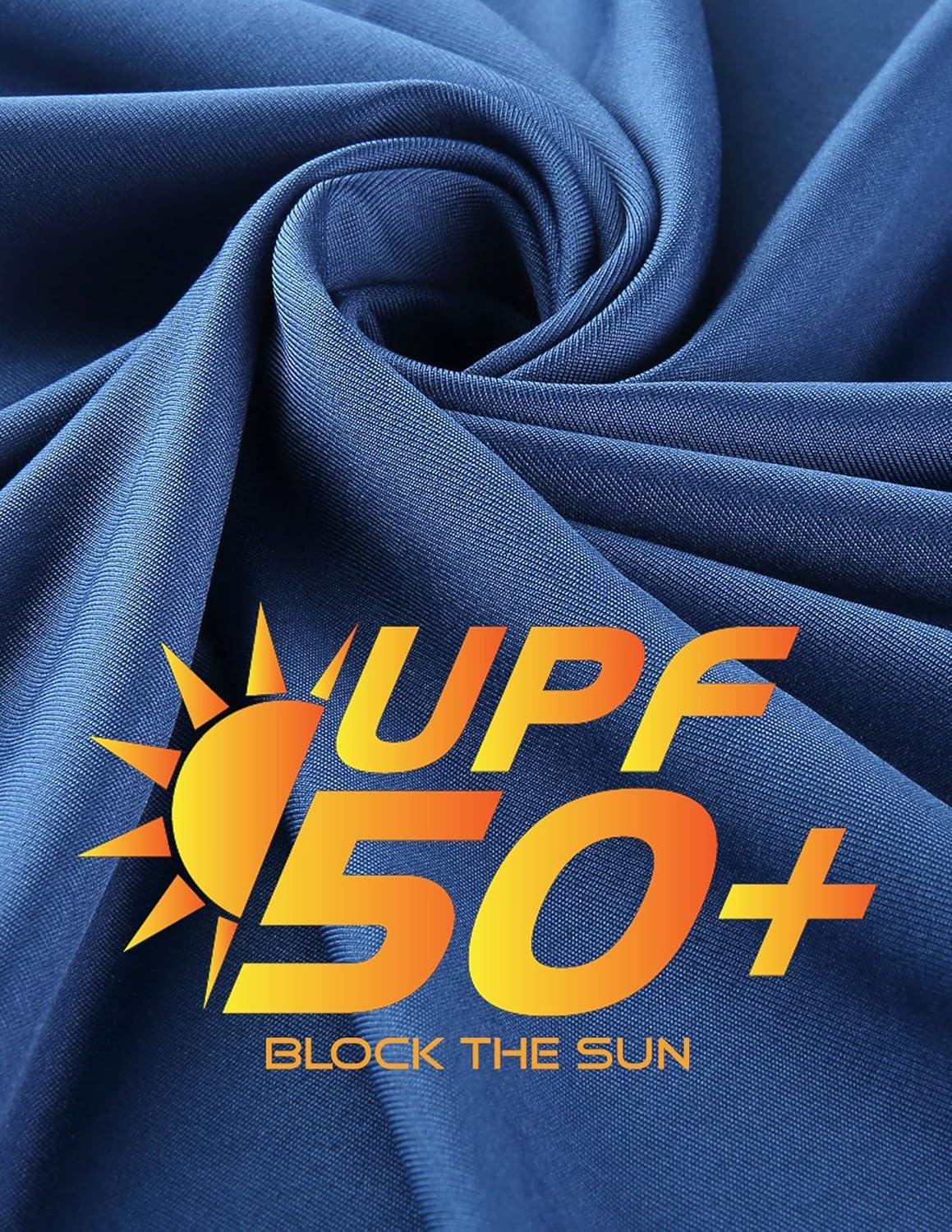 image2 Pack Mens Sun Protection Long Sleeve Swim Shirts UPF 50 Loose Fit Rash Guards Fishing Quick Dry ClothingContrast Sleeves NavyBlack