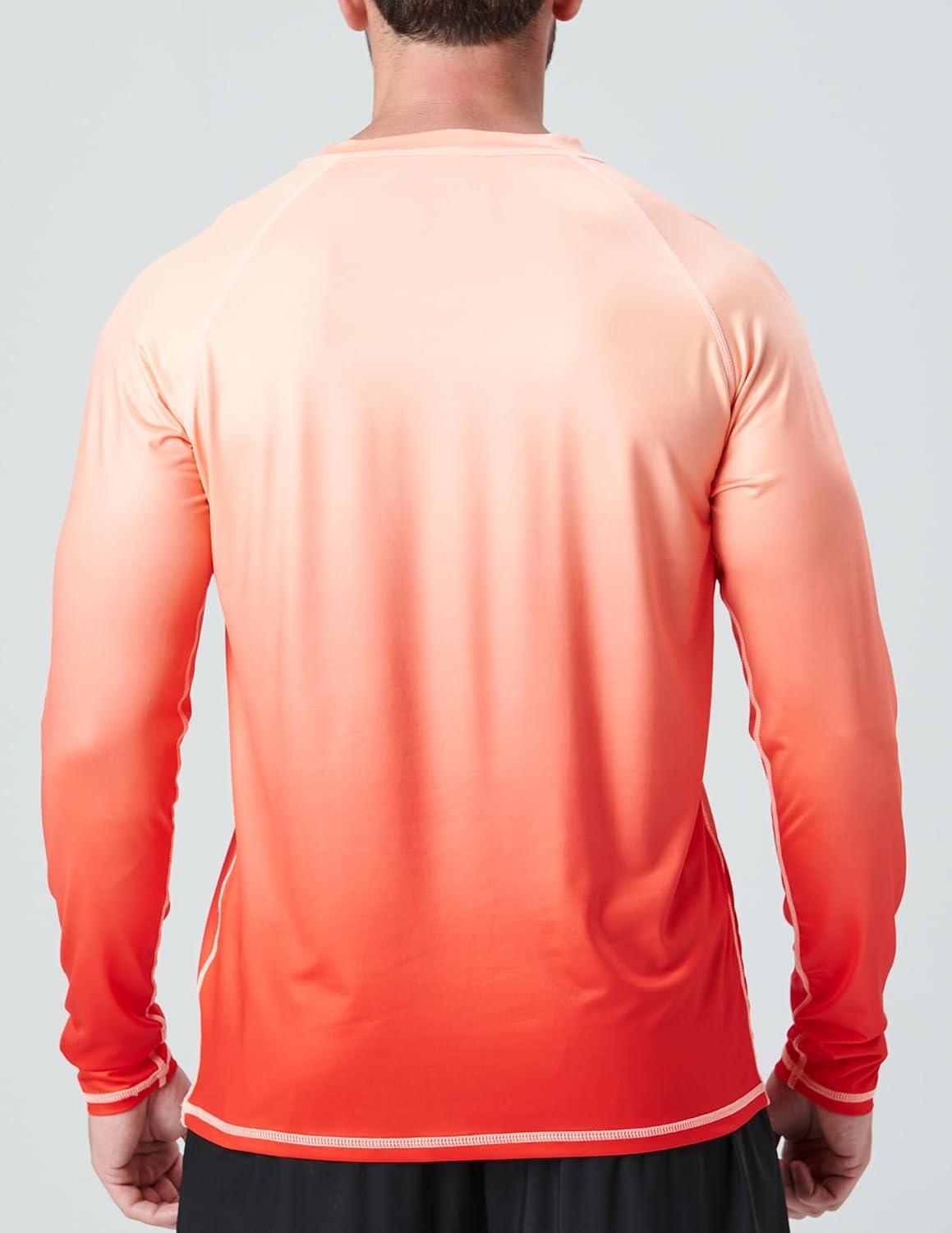 image2 Pack Mens Sun Protection Long Sleeve Swim Shirts UPF 50 Loose Fit Rash Guards Fishing Quick Dry ClothingGradient BlueOrange