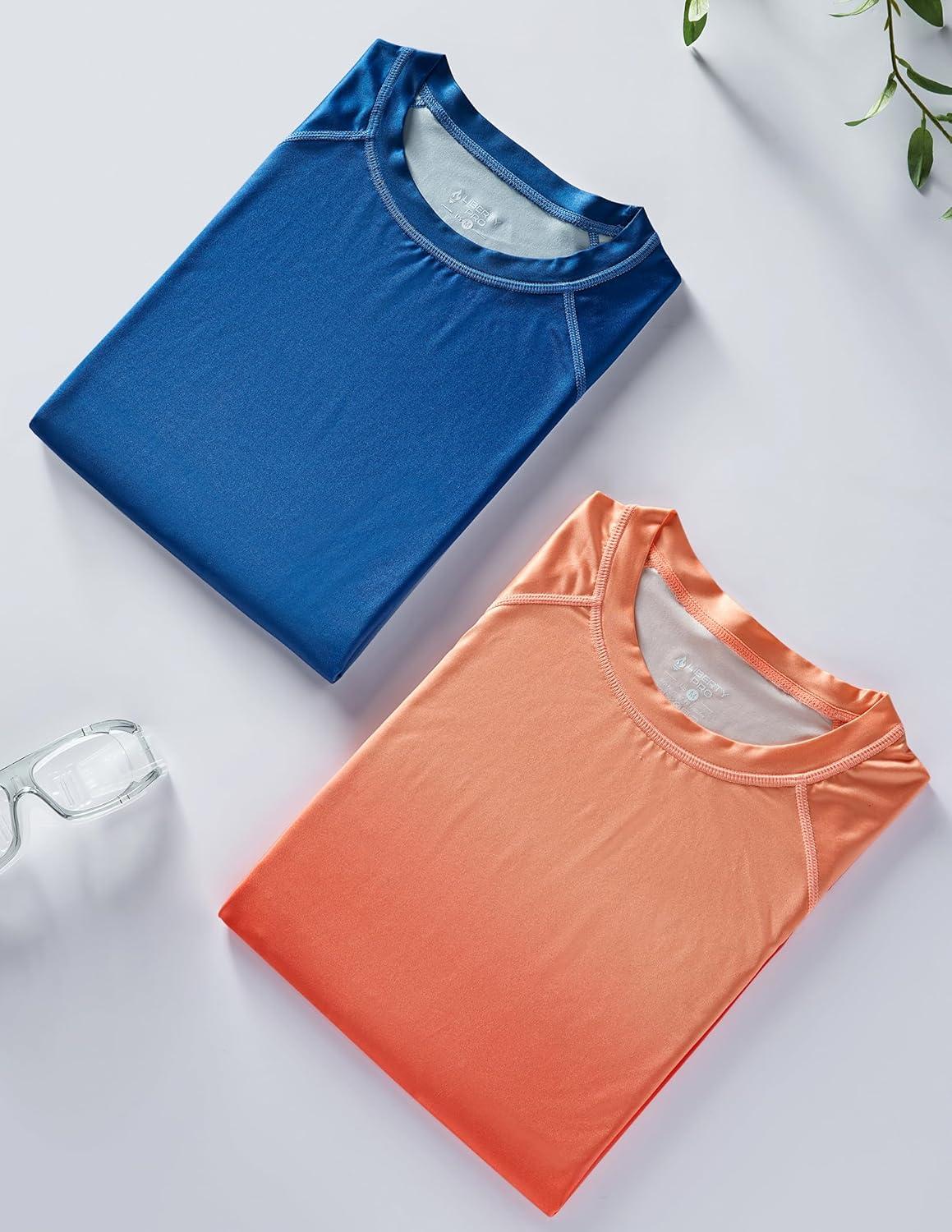 image2 Pack Mens Sun Protection Long Sleeve Swim Shirts UPF 50 Loose Fit Rash Guards Fishing Quick Dry ClothingGradient BlueOrange