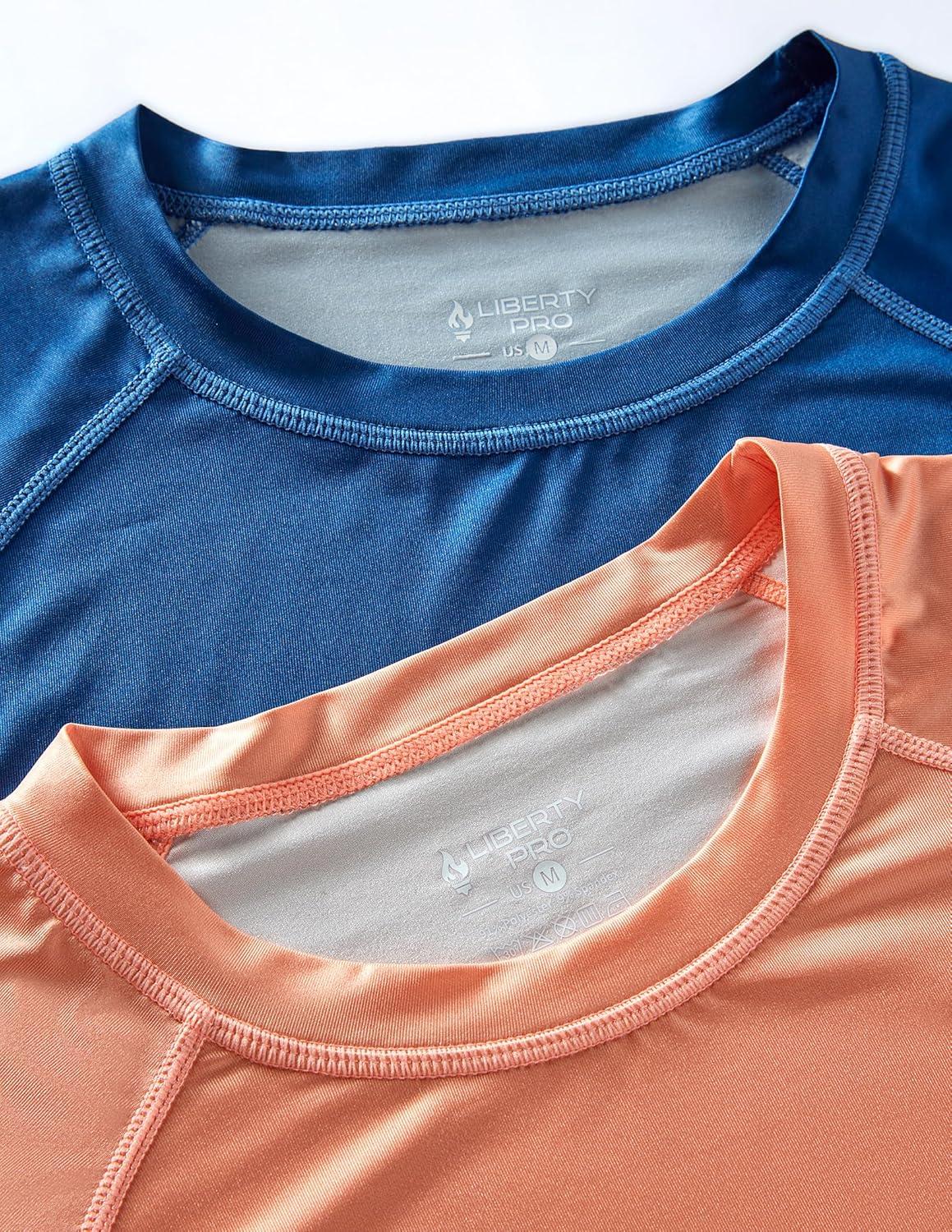 image2 Pack Mens Sun Protection Long Sleeve Swim Shirts UPF 50 Loose Fit Rash Guards Fishing Quick Dry ClothingGradient BlueOrange