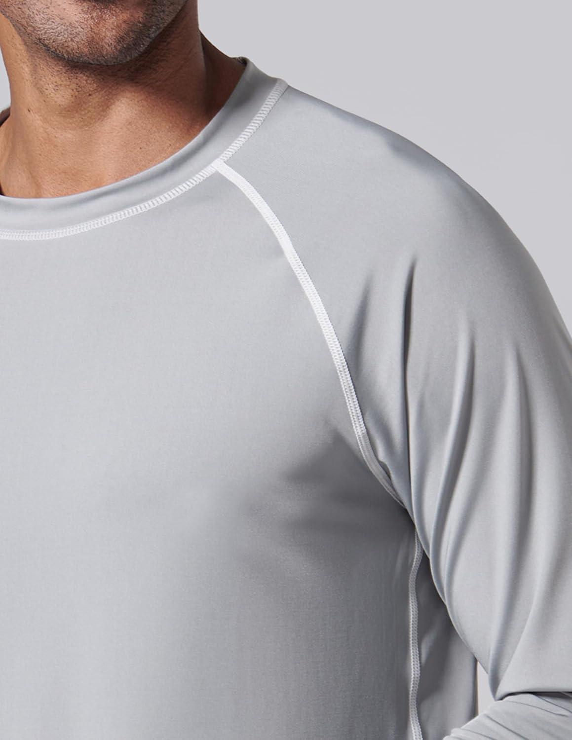 image2 Pack Mens Sun Protection Long Sleeve Swim Shirts UPF 50 Loose Fit Rash Guards Fishing Quick Dry ClothingGrayGradient Aqua