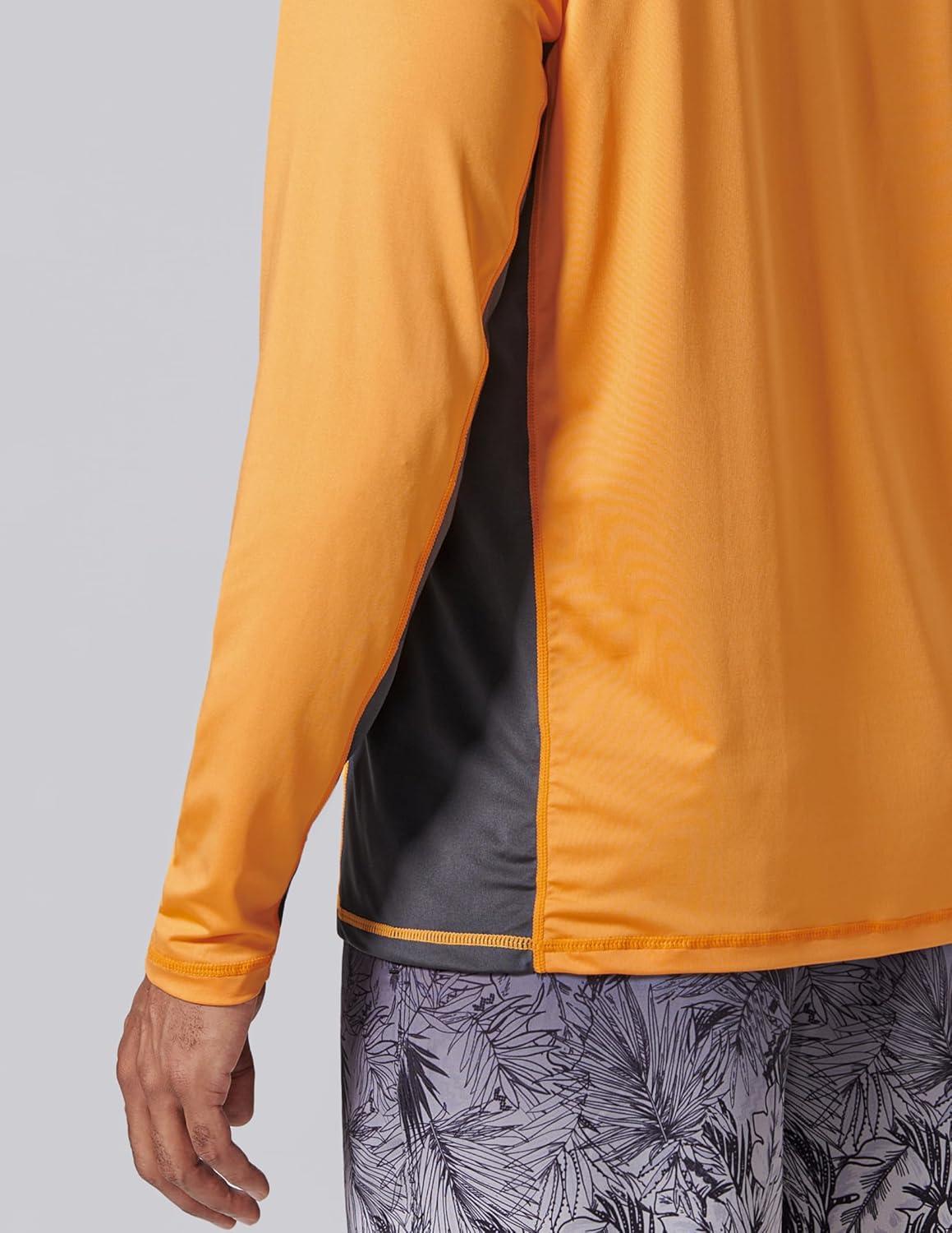 image2 Pack Mens Sun Protection Long Sleeve Swim Shirts UPF 50 Loose Fit Rash Guards Fishing Quick Dry ClothingOrangeLight Blue