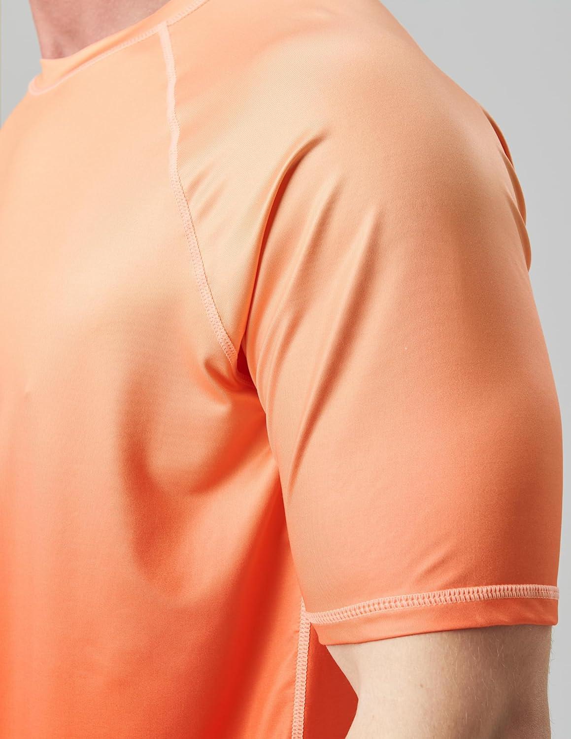 image2Pack Mens UV Short Sleeve Swim Shirts Loose Fit Rash GuardsGradient BlueOrange