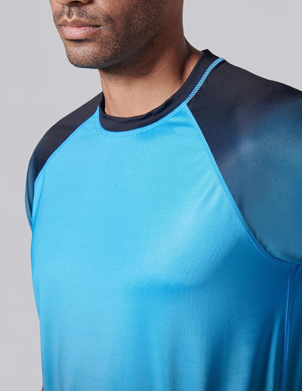 image2Pack Mens UV Short Sleeve Swim Shirts Loose Fit Rash GuardsGradient RedBlue
