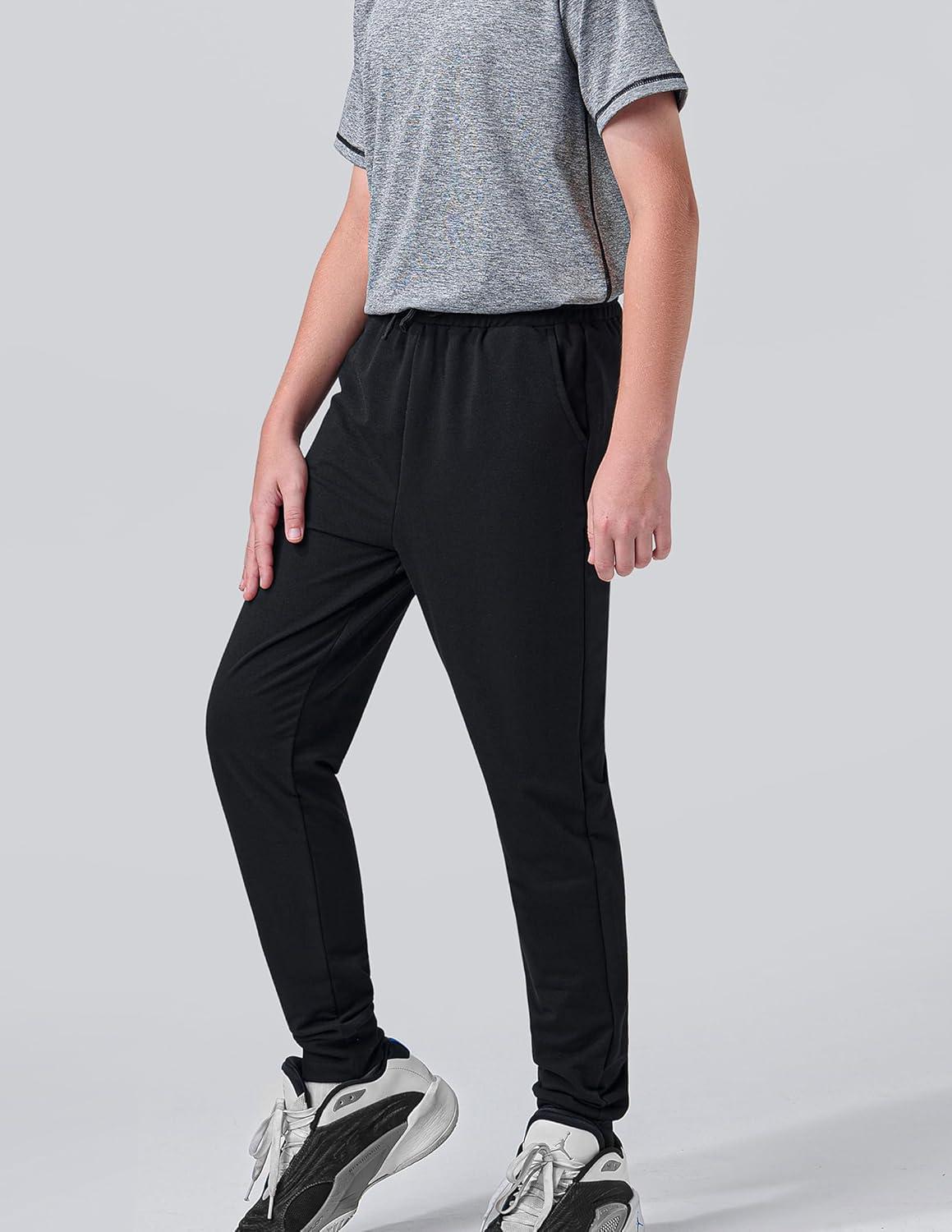 image3 Pack Boys Lightweight Jogger Pants Youth Athletic Sweatpants Kids Toddlers Clothes ApparelBlack