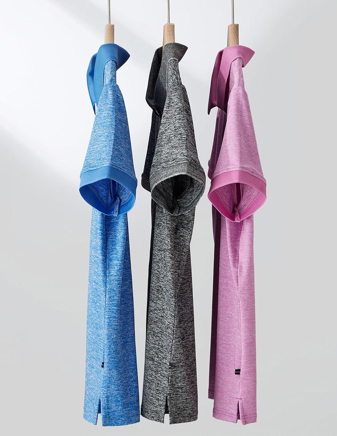 image3 Pack Womens Athletic Dry Fit Polo Shirts Wicking Short Sleeve Collared Golf T Shirt Tennis TopsBluePinkCharcoal