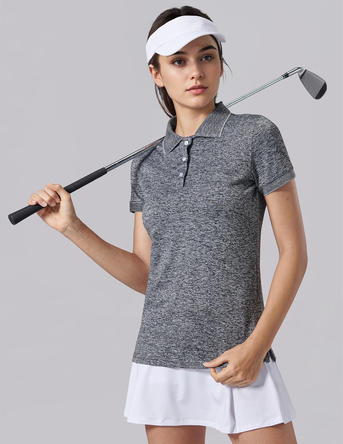 image3 Pack Womens Athletic Dry Fit Polo Shirts Wicking Short Sleeve Collared Golf T Shirt Tennis TopsBluePinkCharcoal