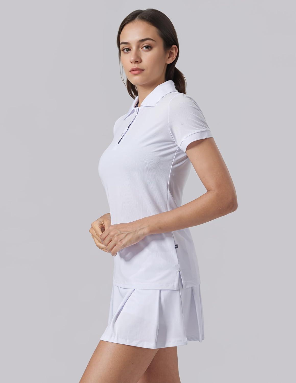 image3 Pack Womens Athletic Dry Fit Polo Shirts Wicking Short Sleeve Collared Golf T Shirt Tennis TopsNavyBlackWhite