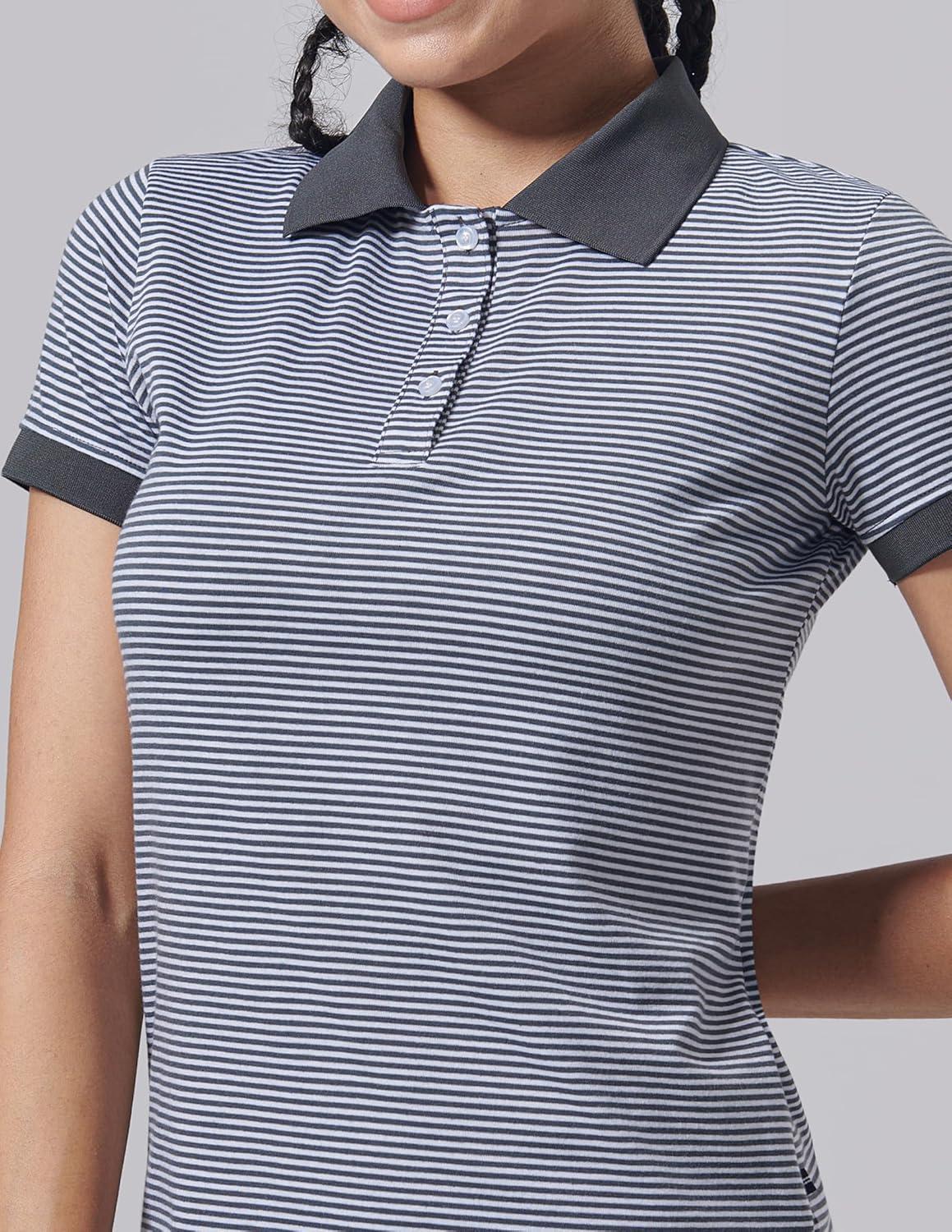 image3 Pack Womens Athletic Dry Fit Polo Shirts Wicking Short Sleeve Collared Golf T Shirt Tennis TopsStripe RedCharcoalLight Blue