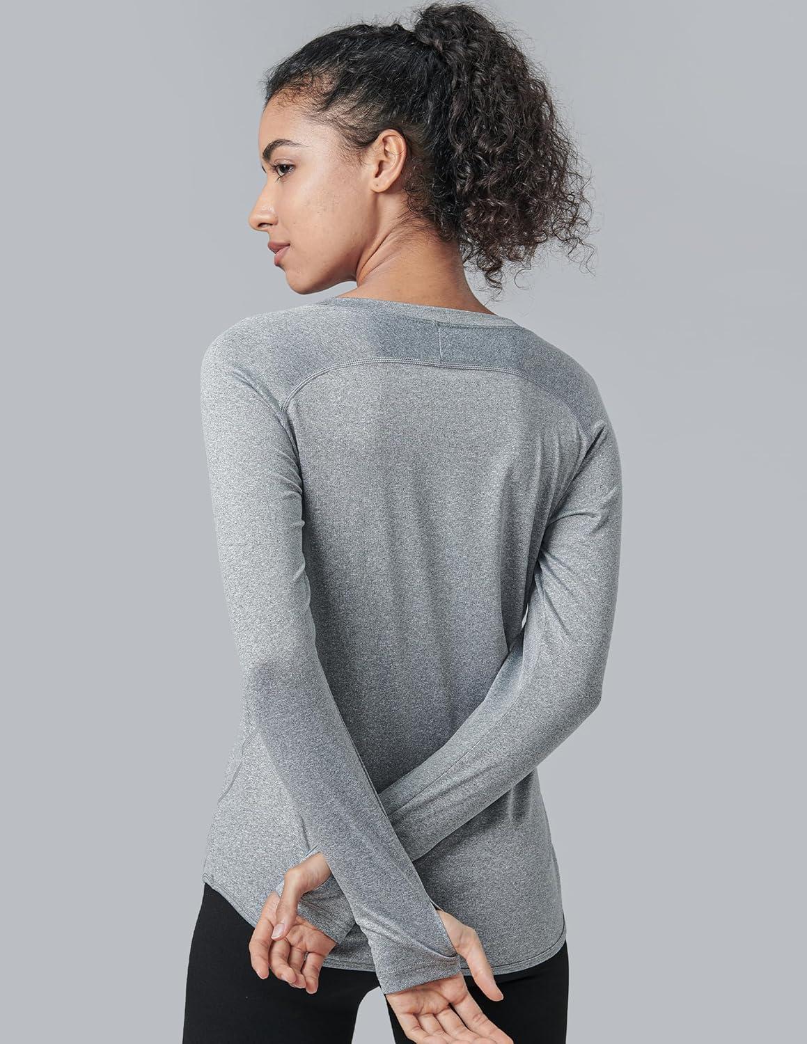 image4Pack Womens Long Sleeve Athletic Tops with Thumb Holes Dry Fit Active Crewneck Workout TeesGrayWhiteBlackLight Lavender